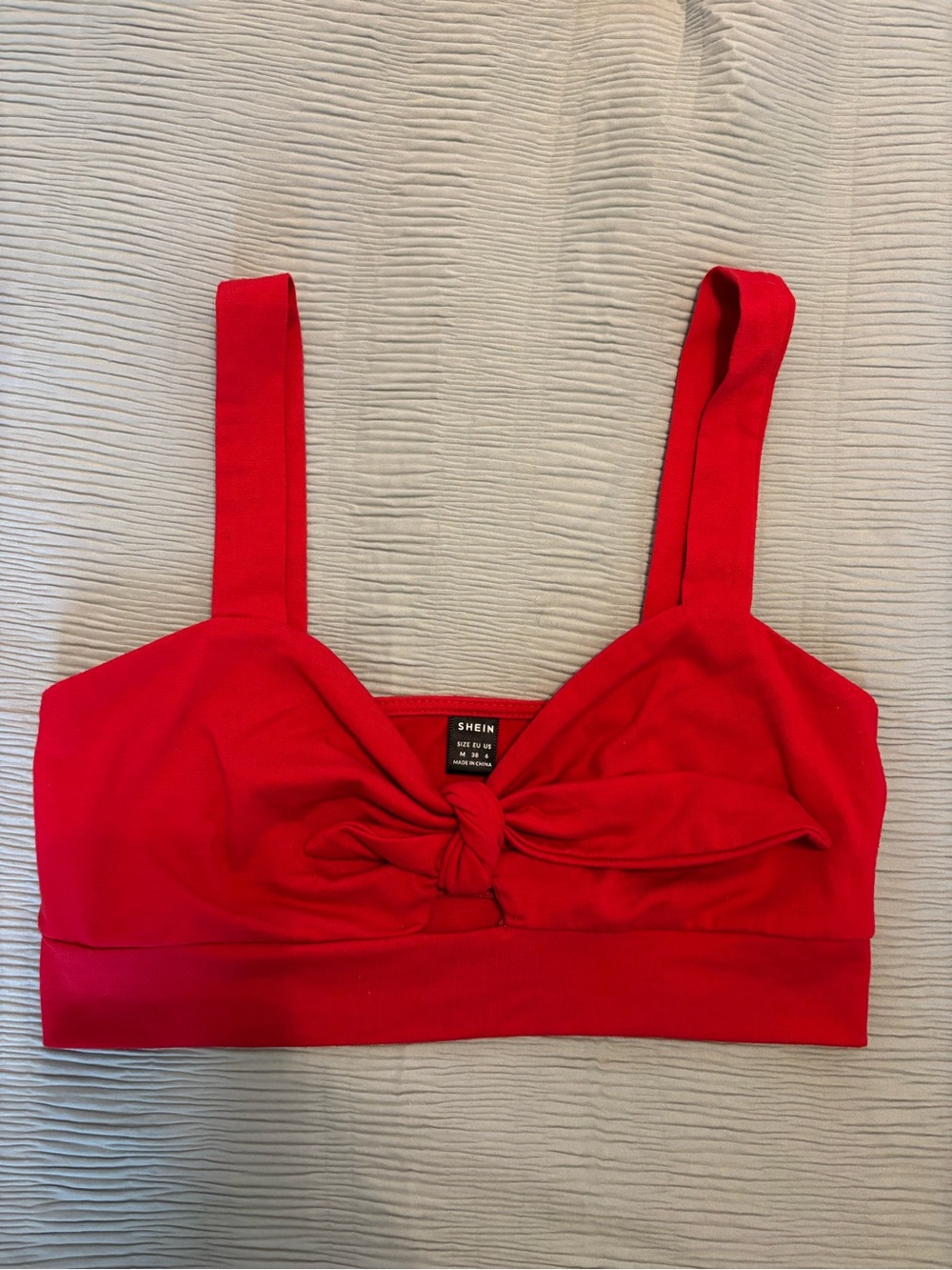 Red Knot-Front Crop Top